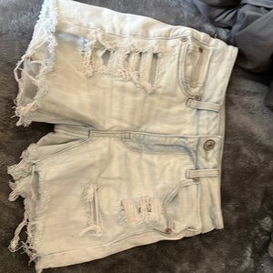 High waisted ripped Jean shorts.